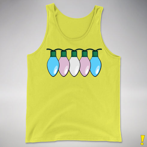 Transgender Pride Flag Christmas Lights Premium Tank Top - Neon Yellow